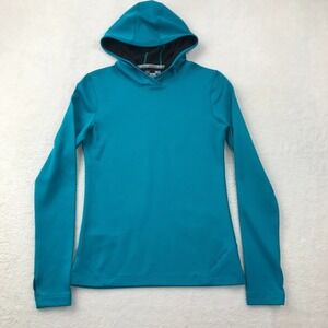 Under Armour Sweatshirt Hoodie Women Medium Blue Fitted Coldgear Running Stretch